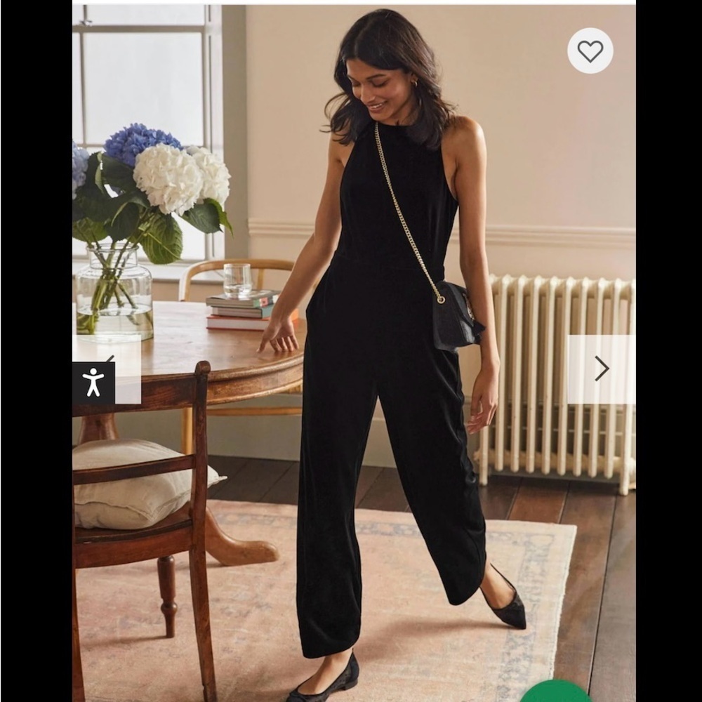 Boden Halterneck Velvet Jumpsuit